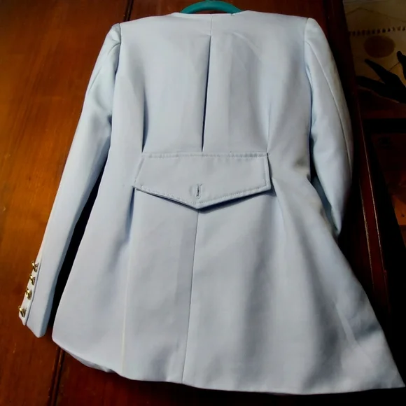 Sky blue v-neck pocket blazer suit jacket for women sz M - Picture 13 of 16